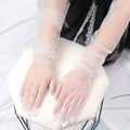 Women Sexy Lace Gloves White Black Mesh Ultra Thin Elastic Lady Qme WHITE 55cm