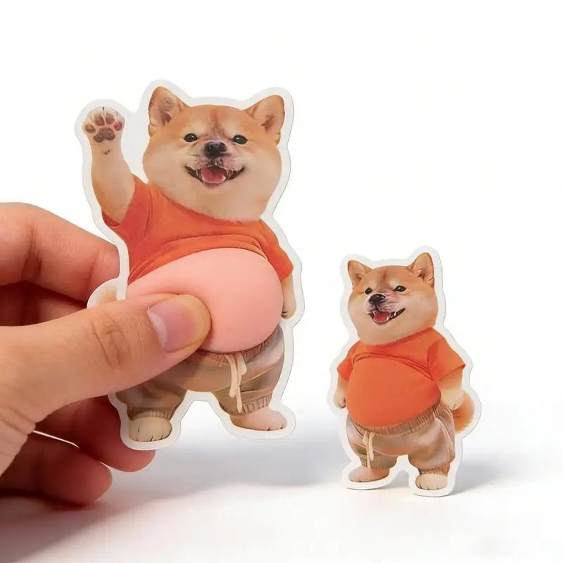 3D Cute Kawaii Dog Belly Sticker Silicone Soft Kitten Orange Outfit Qme