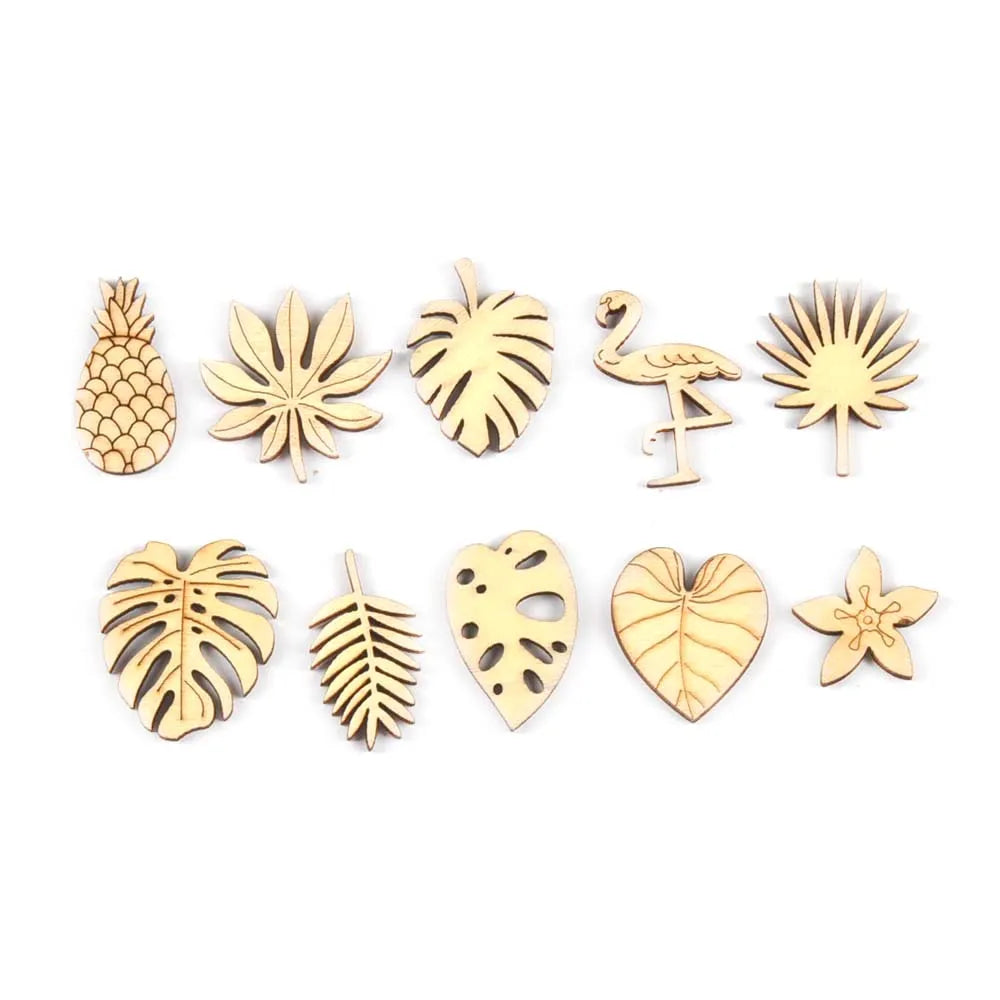 25Pcs Banana Leaf/Pineapple/Flamingo Wooden Crafts For DIY Supplies Handmade Scrapbooking Accessories Ornaments Home Decor c3294 Qme