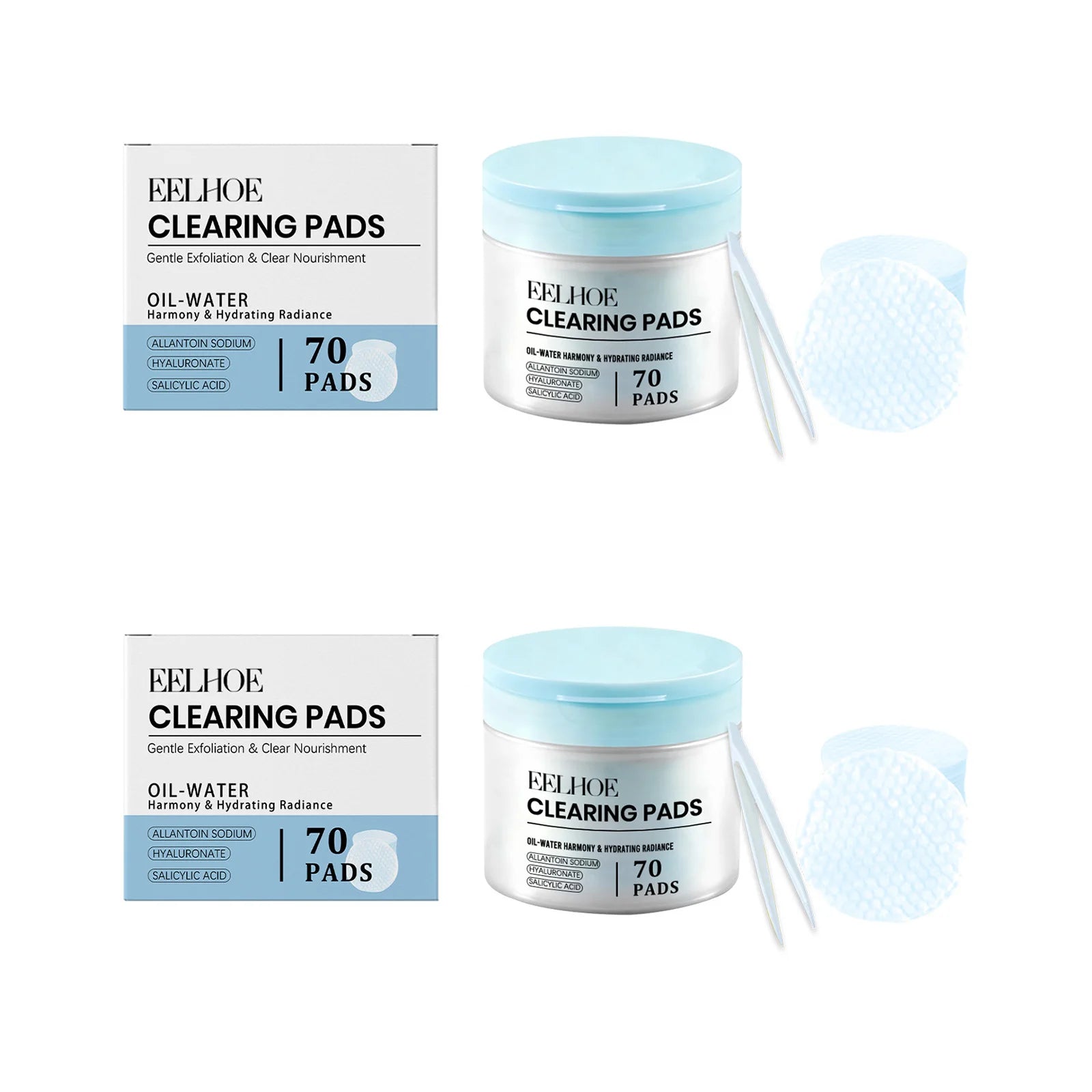 Salicylic Acid Cotton Pads Exfoliating Pore Cleansing Soothing Oil Control Acne Treatment Facial Daily Toner Pads with Tweezers Qme 2 Sets