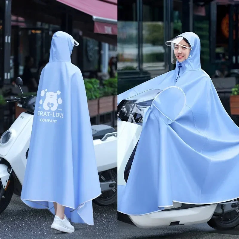 Long Adult Hooded Waterproof Impermeable Rain Poncho for Men and Women, For Fishing Camping Travel Qme