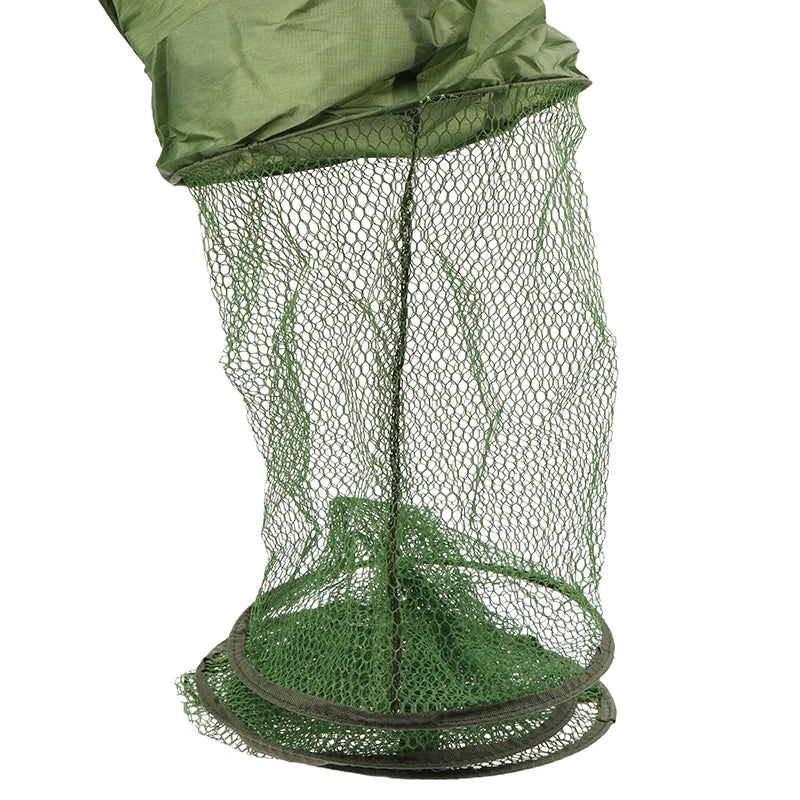 Portable Quick-drying Nylon Mesh Steel Ring Folding Fishing Net Fish Qme