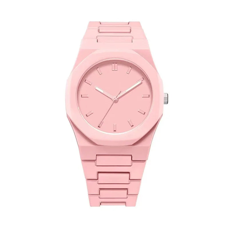 Men's wristwatch watch Southeast Asia Middle East dopamine plastic men's and women's quartz watch Qme Pink
