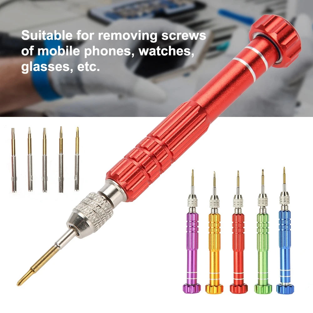 Watch Repair Screwdriver Set Screwdriver Handle With 5 Precision Bits Phone Glasses Watch Repair Tool Kit Repair Screwdriver Qme