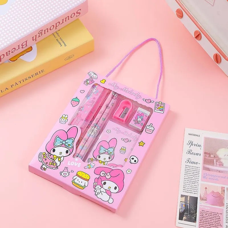 Hello Kitty Kuromi Stationery Set Student Birthday Gift Box Event Prizes: Ruler, Pencil, Eraser Qme 5