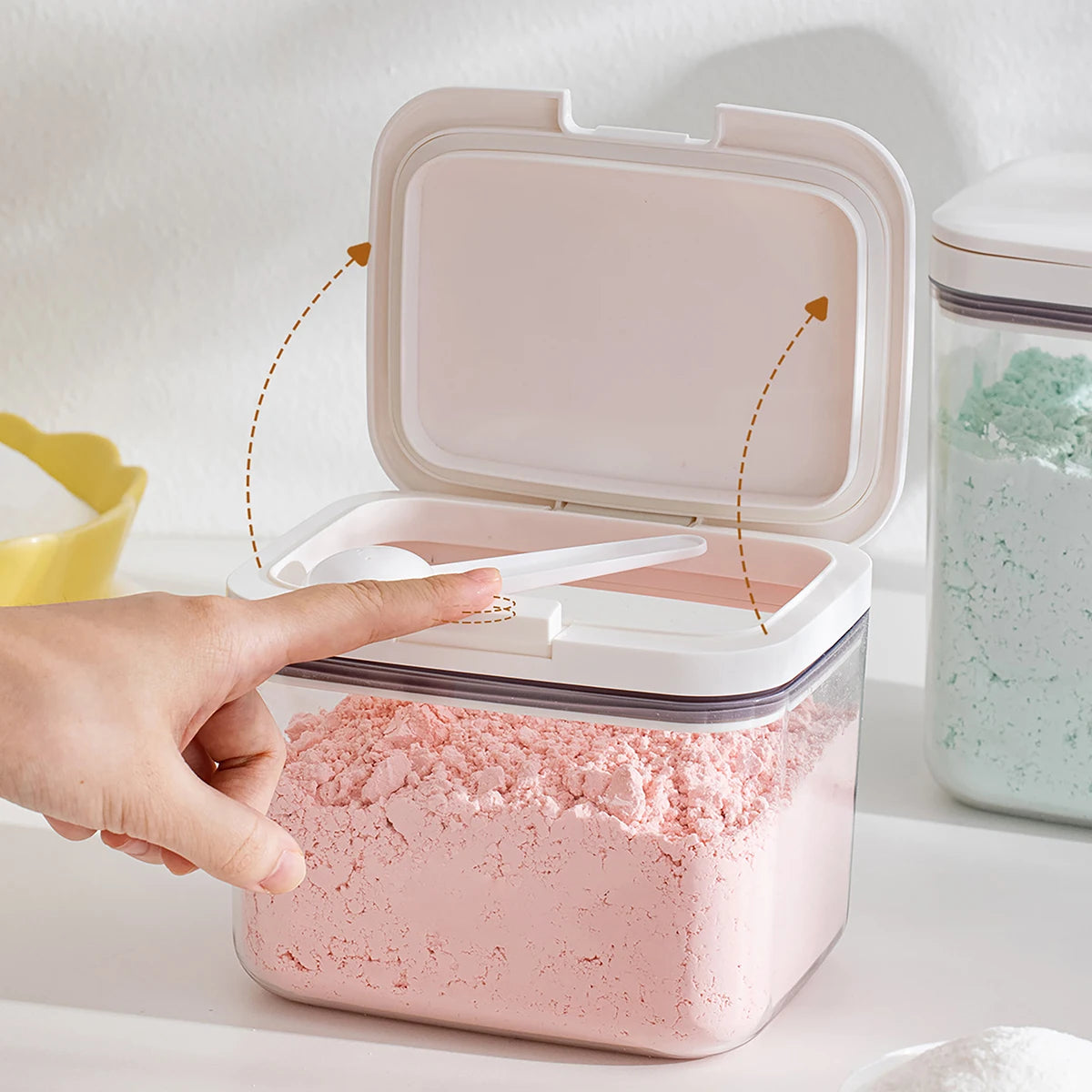 Face Mask Powder Container Large Capacity 1.2/2L Storage Can with Pop-up Lids Sealing DIY Mask Container for Bathtub Spa Qme