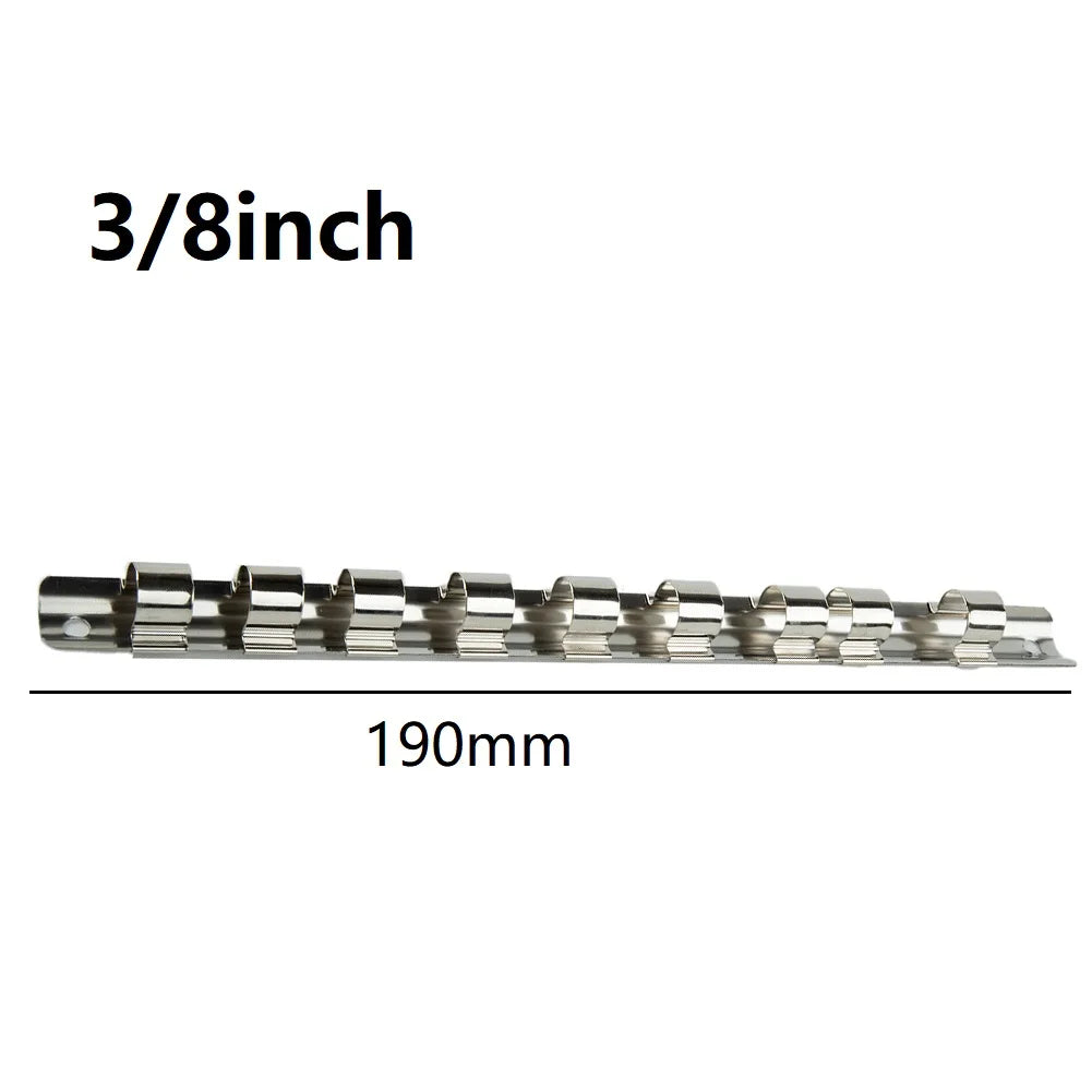 1/3Pcs 1/4" Or 3/8" Or 1/2" Socket Rack Holders With 8 Clips On Rail Tool 150/190/260mm Wall-mounted Iron Organizer Storage Qme 3-8