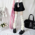 Women's Leg Warmers Lolita Long Socks JK College Knitted Warm Autumn Qme White 70CM One Size