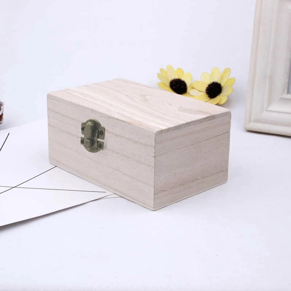 1/3pcs Log Color Scotch Plain Wood Wooden Square Hinged Storage Boxes Craft Gift Box Handmade Case Box Storage Organization Qme M