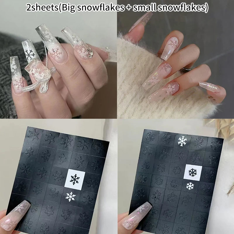 2 Sheets Nail Art Airbrush Stencils Nails Snowflakes Hollow Reusable Qme Default Title