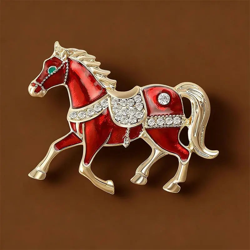 Luxury Horse Brooches For Women Unisex 4-color Elegant Enamel Animal Year Of The Horse Brooch Pins Gifts Qme A5