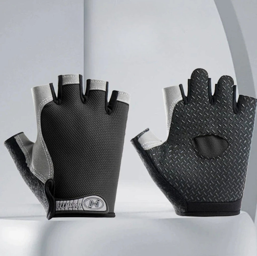 Half Finger Outdoor Cycling Anti Slip Sweat Men Women Gloves Qme black XL
