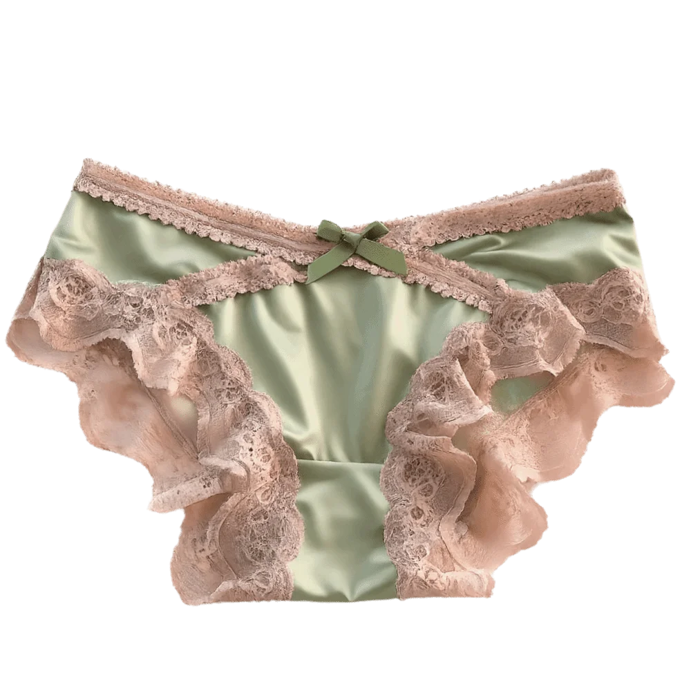 Underpants Low Waist Lace Briefs Mesh Sweet Ice Silk Panties French Style Underwear Triangle Panties Girls Underwear Qme Green M 1pc