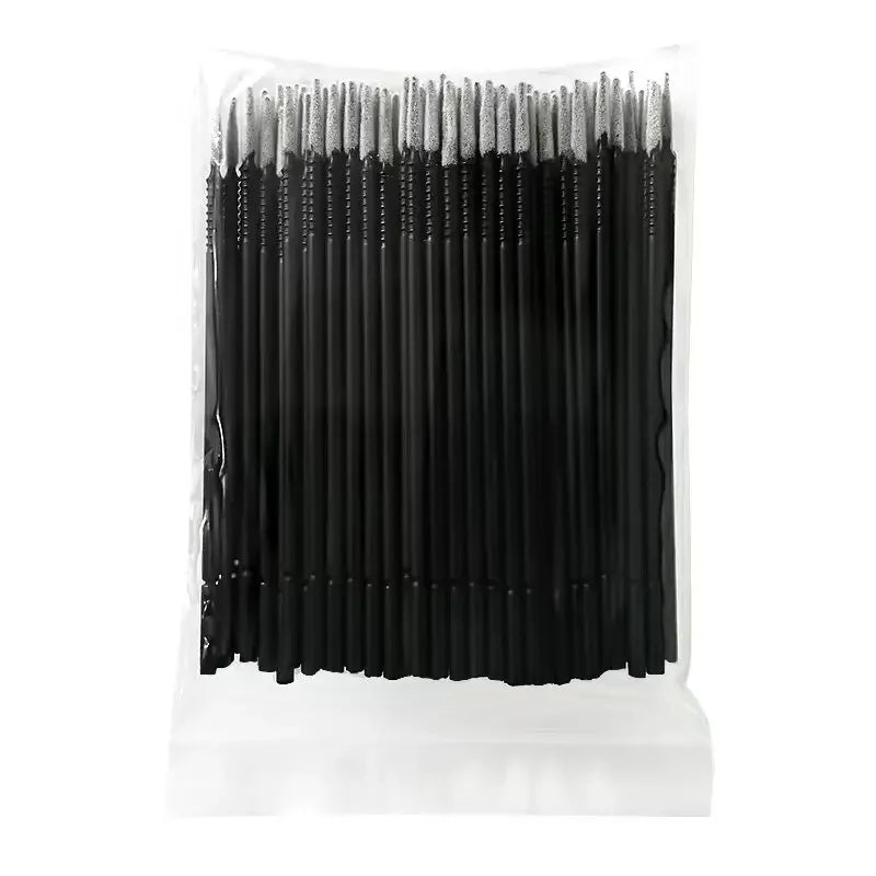 100pcs/Pack Bendable Micro Brushes Disposable Microbrush Applicators Eyelash Extensions Eyelash Glue Cleaning Brush for Eyelash Qme Black