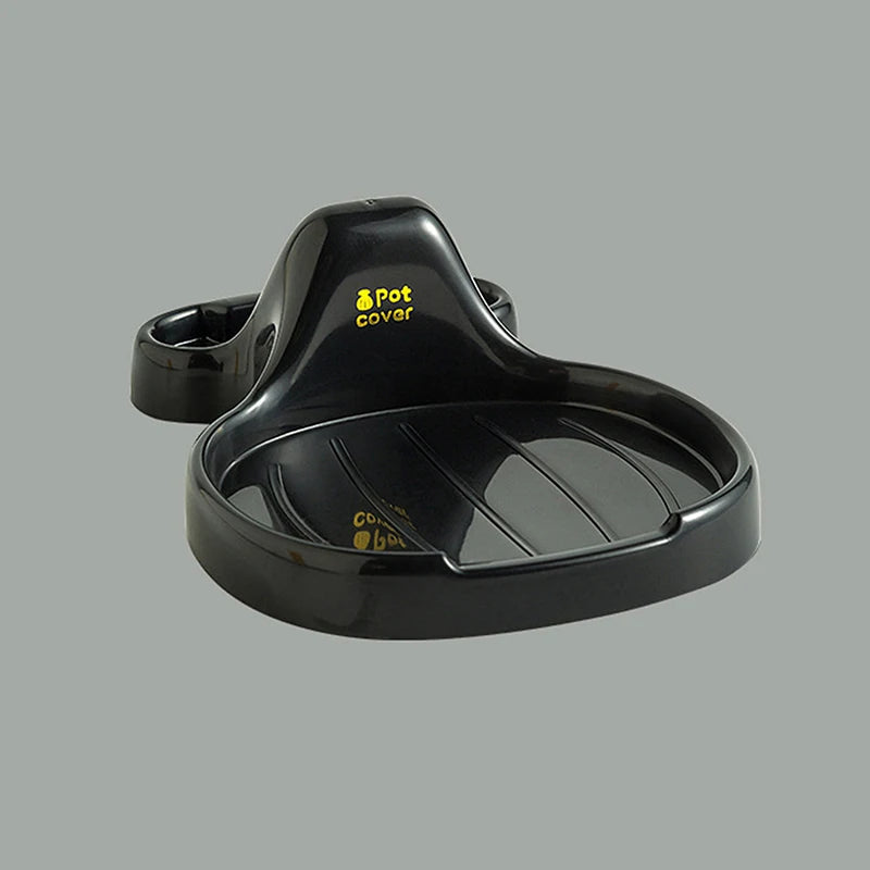 Household Pot Lid Holder Drip Tray Sitting Kitchen No Drilling Qme Black