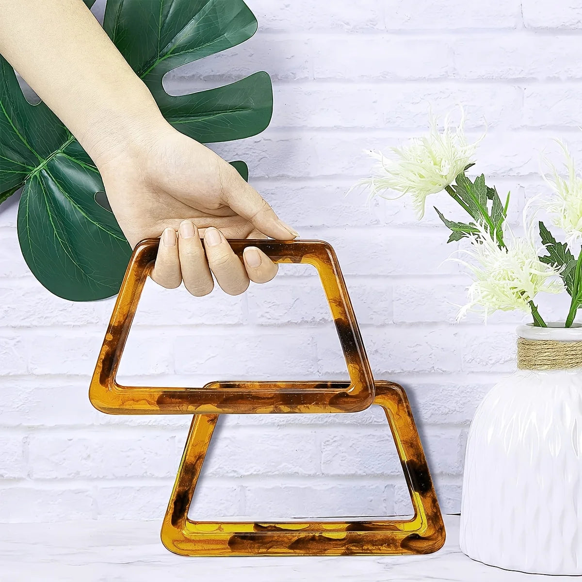 Bag Decorative Handbag Handles Wallet, Wrist Handle, Suitable for DIY Bags and Wallet Making (Semicircular, Circular Qme Trapezoidal 2pcs