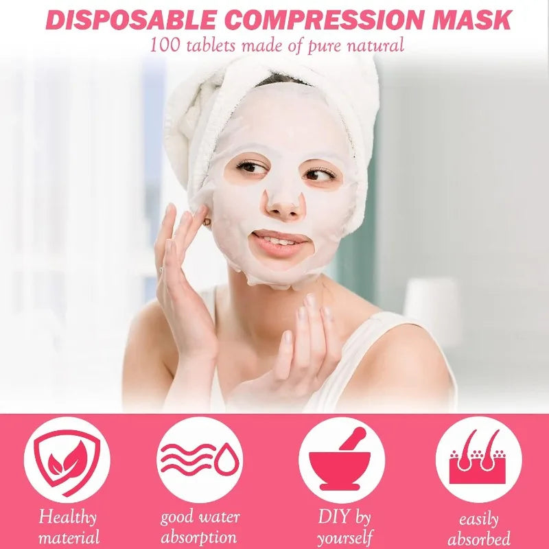 50 pieces of compressed facial mask piece skin care DIY, compressed disposable facial mask skin care facial mask paper tape bowl Qme