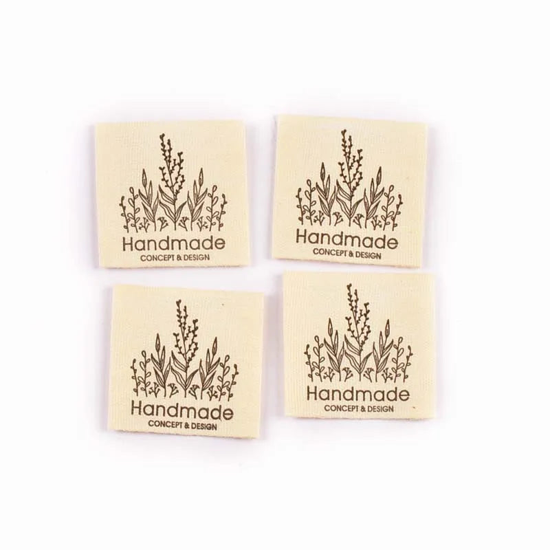 50pcs 14.5-53mm Vintage Handmade Fabric Labels Soft Clothing Tags for DIY Sewing Crafts Clothes Scrapbooking cp3820 Qme 31x32mm