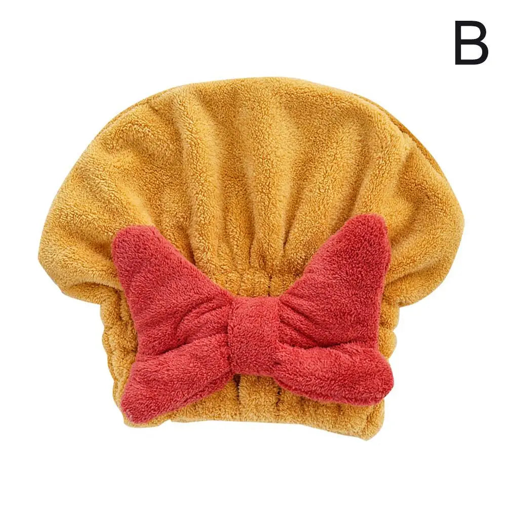 Microfiber Drying Hair Caps For Women Girls Quick Dry Hair Towel Turban Hat Bathing Soft Hair Towel Wrap With Cute Butterfly Bow Qme Yellow China