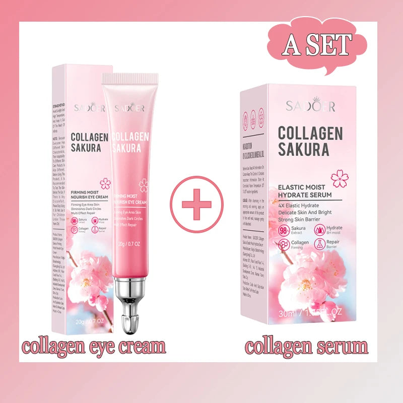 Sakura Collagen Eye Cream Faded Dark Circles Reduce Eyes Bags Firming Lifting Moisturizing Eye Creams Beauty Eyes Skin Care Qme 1 set