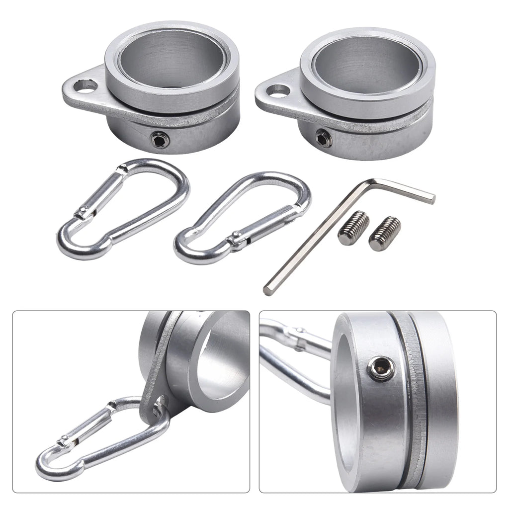 2pcs Aluminum Flag Pole Rings 360 Degree Rotating Flagpole Flag Mounting Rings With Carabiners AntiWrap For 0.75-1.02 Inches Qme