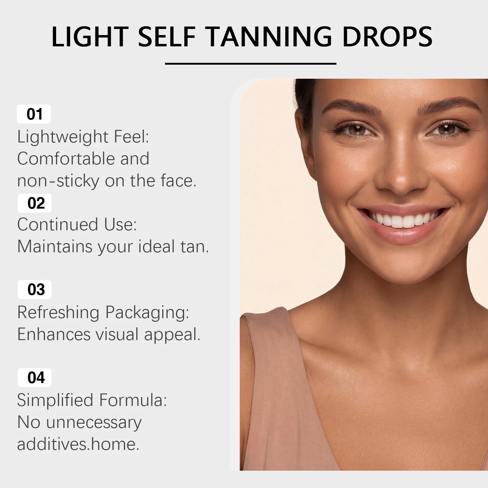 Self Tanning Drops Sunless Tanner Serum Face Body Natural Bronze Tone Even Skin Tone Moisturizing Glowing Hydrating Bronzing Qme