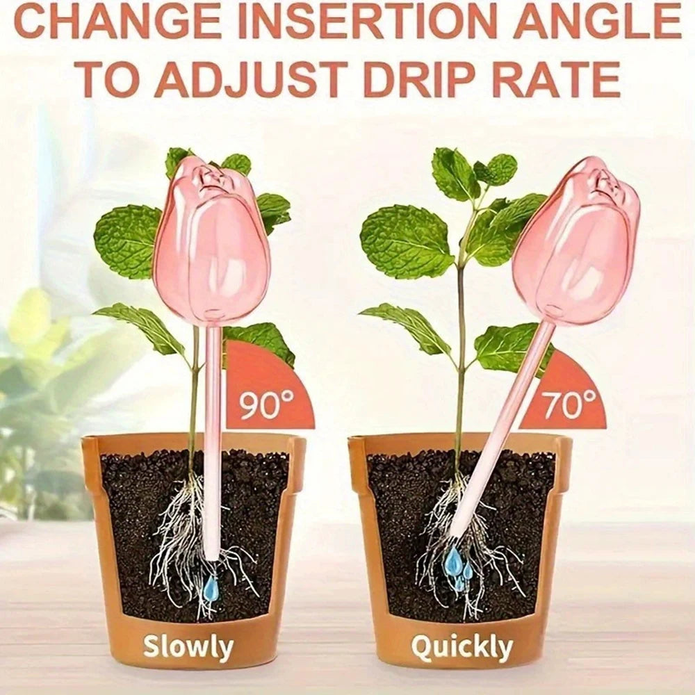 Garden Pink Tulip Plant Watering Balls, Suitable For Indoor Outdoor Plants, Automatic Plant Drippers, And Automatic Watering Qme
