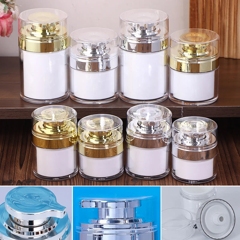 Refillable Vacuum Bottle Travel Cream Lotion Cosmetic Container Pump Qme