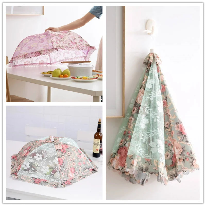 Portable Umbrella Style Food Cover Anti Mosquito Meal Cover Lace Table Home Using Food Cover Kitchen Gadgets Cooking Tools Qme