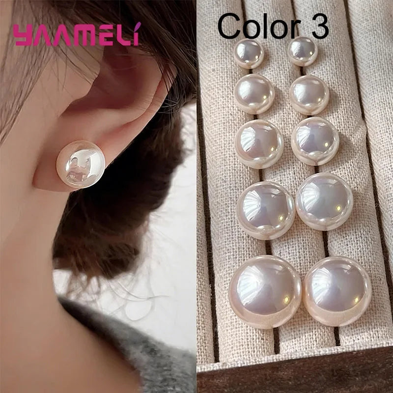 Pearl Earrings for Woman Lady 925 Sterling Silver Color Gold Coated Luxury Female Birthday Wedding Gift Jewelry Qme Color 3 14MM