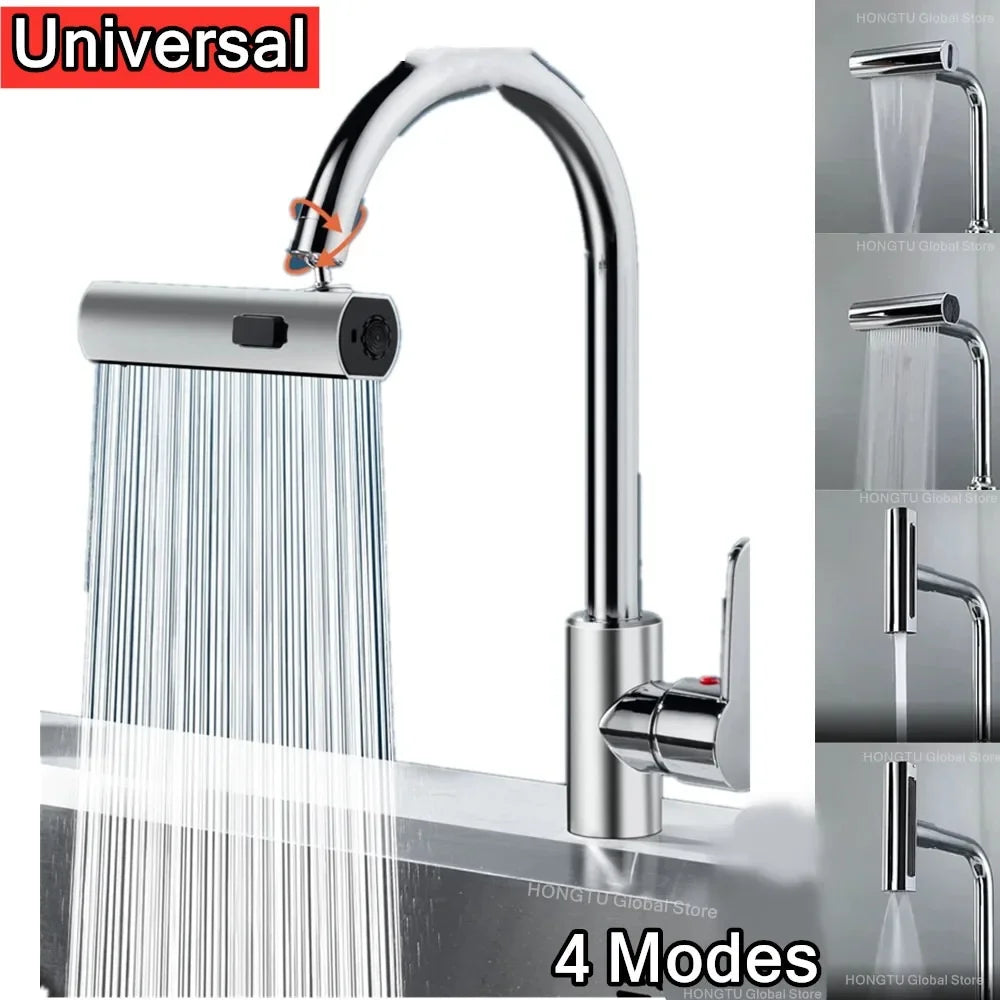 New 4 Modes Waterfall Faucet Aerator Extender Sprayer for Kitchen Sink Tap Waterfall Diffuser Water Saving Nozzle Bubbler Fit Qme