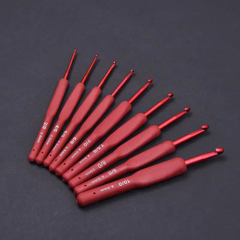 Red Crochet Hook Ergonomic Handle Hands Extra Long Knitting Needles Qme