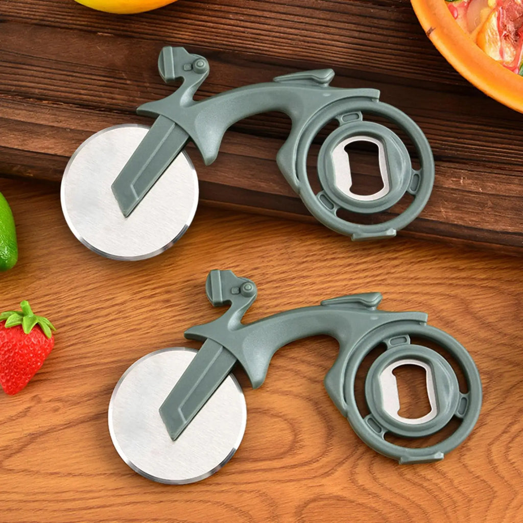 Pizza Wheel Cutter Stainless Steel Funny Bike Kitchen Gadgets Pie Qme