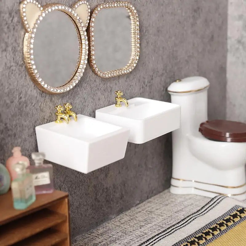 1 12 Home Accessories Dollhouse Bathroom Wash Basins Sinks Model Qme