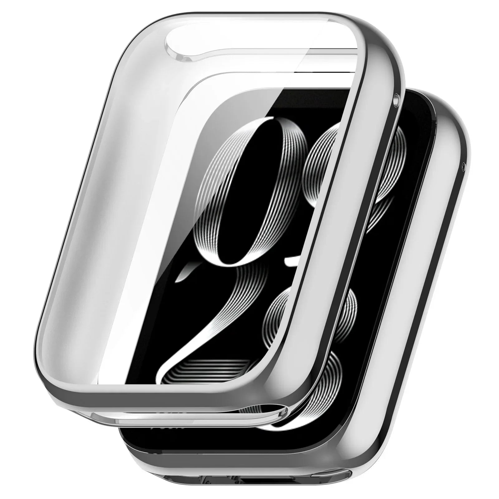 Plating TPU Case for Xiaomi Band 8 Pro 7 Pro Smart Band Full Cover Tempered Glass Screen Protector for Xiaomi Band 8 Pro Case Qme Silver For Mi Band 8Pro