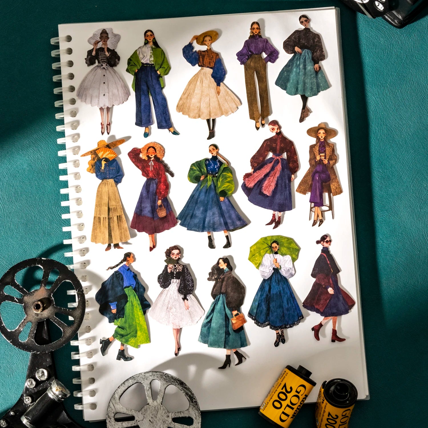 Vintage Character Stickers 20 Sheets for Scrapbooking Journal DIY,Planner Collage Diary Decoration Art Supplies Qme