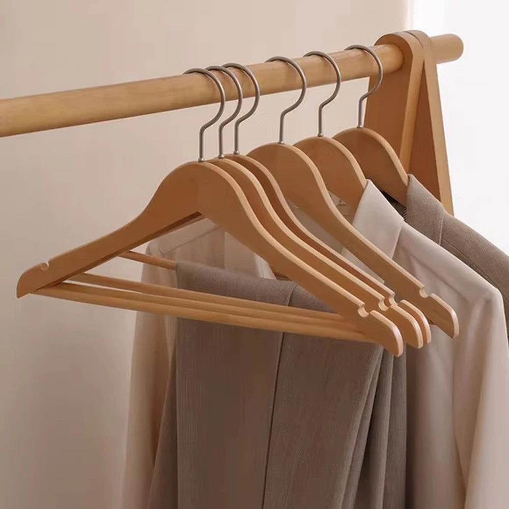5PCS/10PCS/20PCS/30PCS Solid Wood Hangers Wooden Clothes Hangers Seamless Wood Clothes Hangers Home Organizer Qme