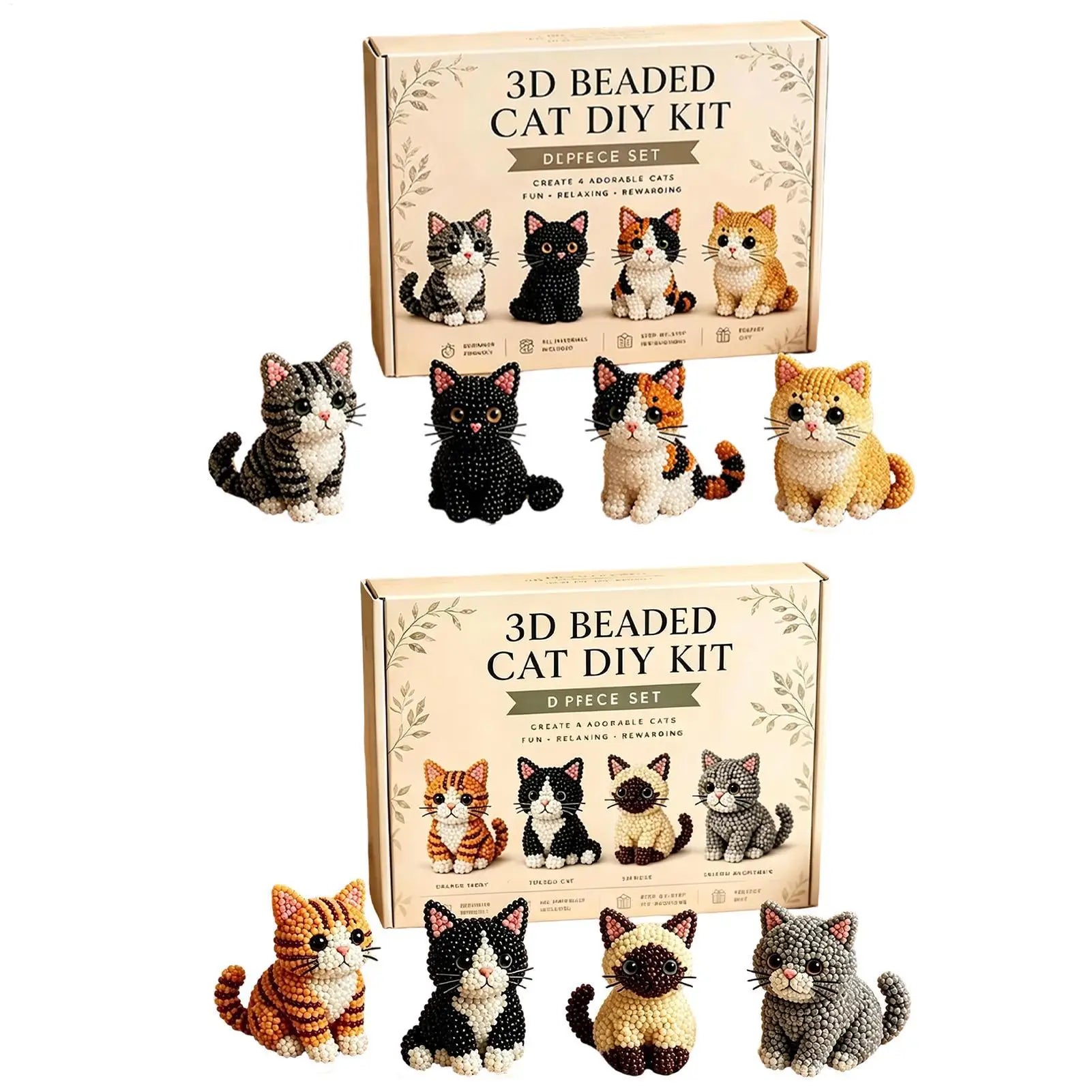 DIY Animal Beading Kit Cute Beginner-Friendly 3D Cat Funny Animal Beadwork Kit for Desk Decorations Bookshelf Decor Party Favors Qme