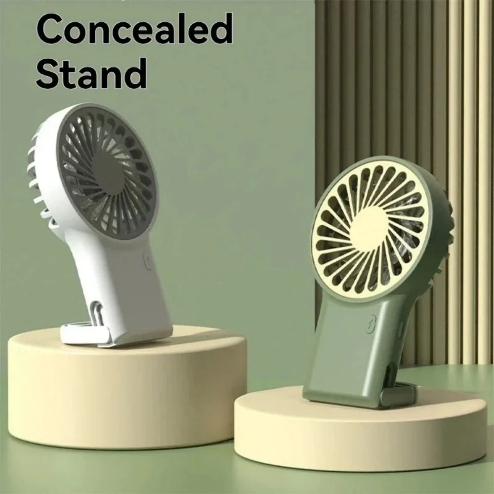 New Handheld Desktop USB Rechargeable Mini Fan Cartoon Design USB Rechargeable with Hook for Mountaineering Outdoor Home Office Qme