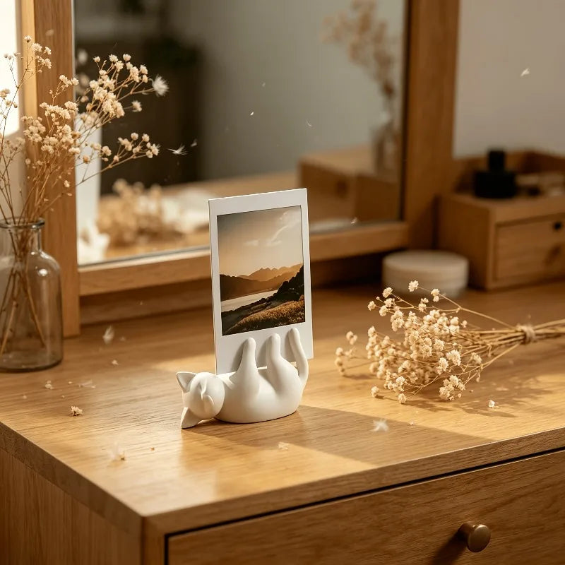 3pcs Cat Lying Down Photo Stand/Adorable Kitten-Shaped Photo Display Holder/Mini Desktop Ornament Qme