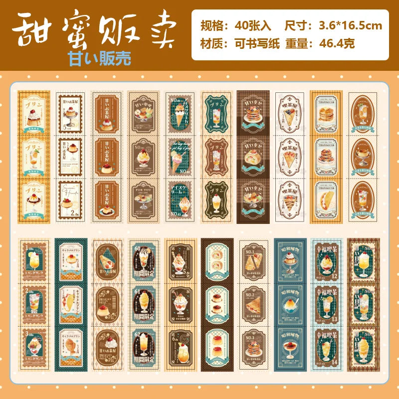 TIANZI 24/40Pcs Cute Die-Cut Stickers Book for DIY Scrapbook Phone Case Collage Decoration Material Sticker Aesthetic Stationery Qme B-40 Pcs