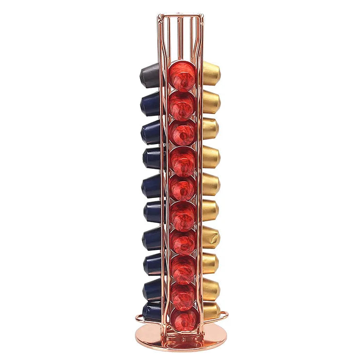40PCS Nespresso Capsule Pod Holder Stand Rack Display Coffee Capsules Plating Black Metal Holders Rotatable Racks High Quality Qme rose gold