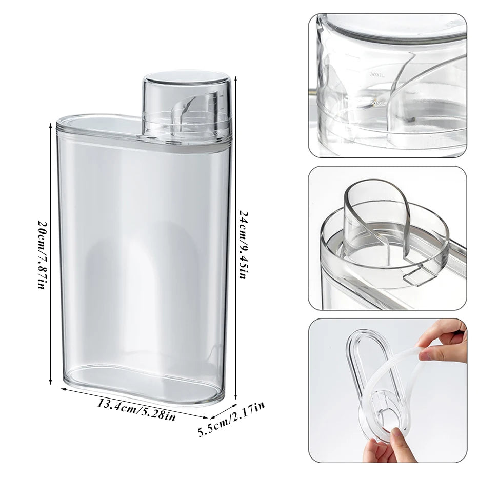 Transparent Laundry Detergent Dispenser Bottle Sealed Tank for Detergent Powder Bleach Softener Laundry Room Organization Qme