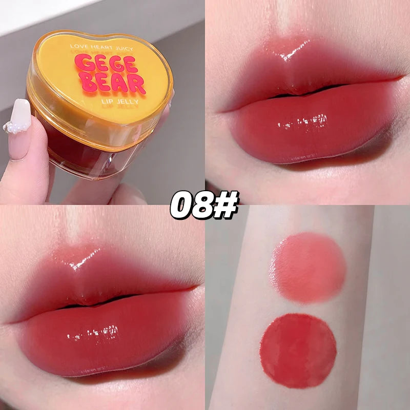 Gege Bear Loveheart Lip Jelly Glaze Moisturizing Jam Gloss Honey Qme GX1389-8