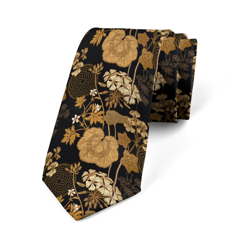 Fashionable Personality Floral Tie Interesting Japanese Men's Qme style8