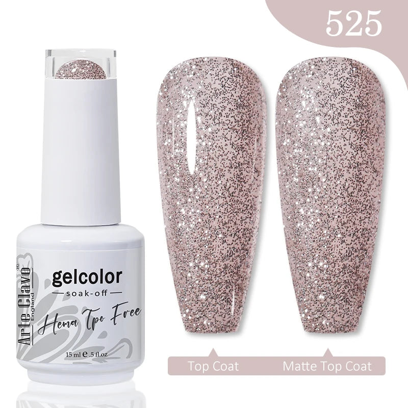Arte Clavo Crystal Crushed Diamond Pink Blue Gel Nail Polish 2026 Qme 525