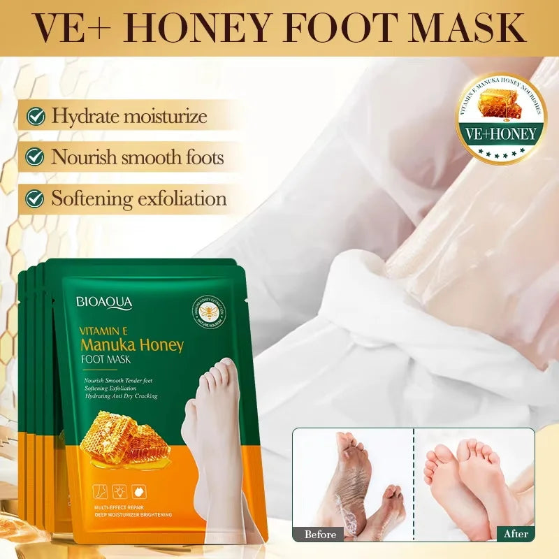Vitamin E Foot Mask Manuka Honey Nourishing Long-lasting Moisturizing Hydrating Exfoliating Remove Dead Skin Foot Skin Care Qme
