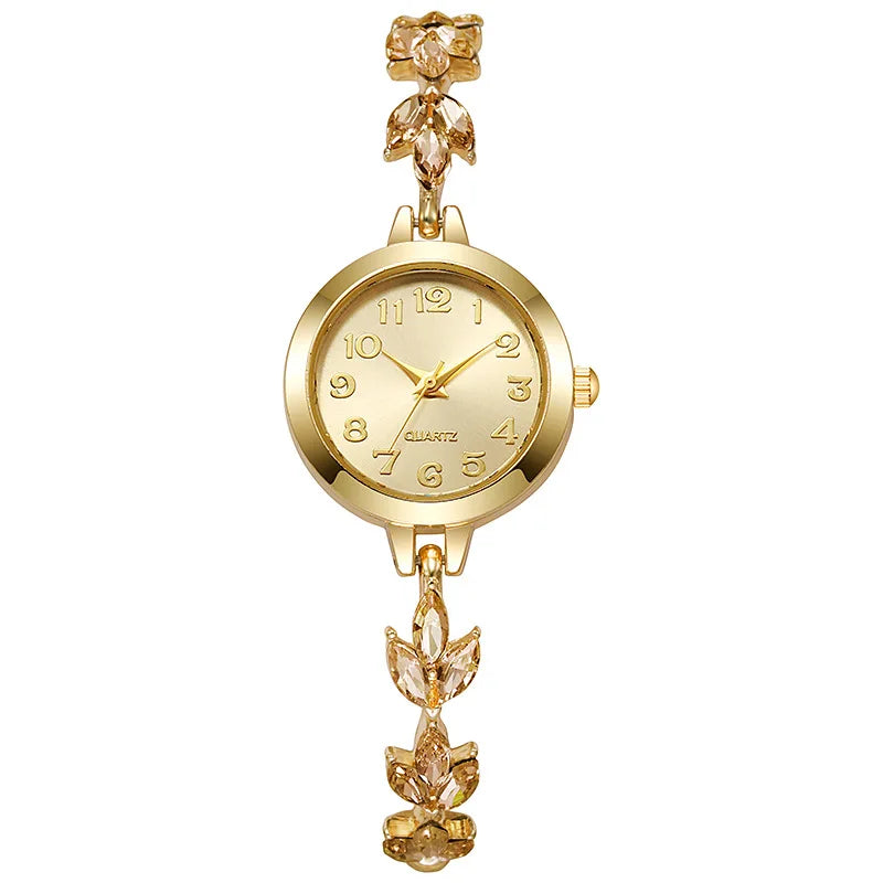 2026 Elegant Women Watches Luxury Rhinestone Bracelet Bracelet Quartz Watch Reloj Mujer Girls Clock Gift（Without Box） Qme Gold Gold