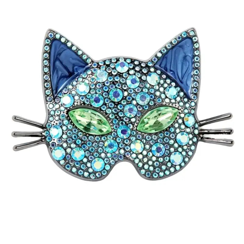 Sparkling Cat Head Brooches For Women Unisex 4-color Luxury Lovely Kitty Pets Animal Office Party Brooch Pins Gifts Qme A