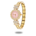 Trendy DIY Width Italian Elastic Charm Stainless Oval Round Zircon